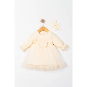 Miniday Baby Kız Bebek Mevlütlük Dantelli Bandanalı Elbise