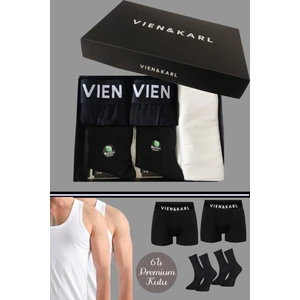 Erkek Boxer-Atlet-Çorap Set 6'lı Premium Kutuda Hediyelik ve Çeyizlik