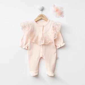 Miniday Baby Kız Bebek Mevlütlük Tulum Bandanalı Dantelli