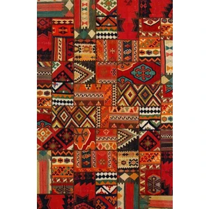 Patchwork Desenli Dekoratif Kaymaz Pamuk Dokuma Tabanlı Halı.