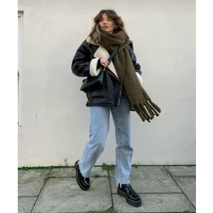 Kadın Kışlık Yumuşak Dokulu Puffy Atkı Şal – Kalın Peluş, Desenli, Saçaklı Oversize Model