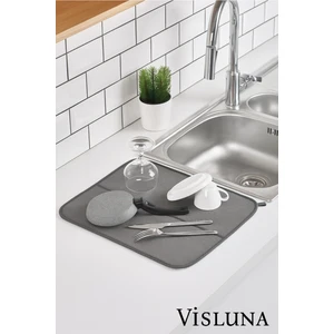 Bulaşık Kurulama Matı Süper Emici Kurulama Bezi Kurutma Örtüsü Tezgah Üstü Bezi Gri Renk 35*45'cm