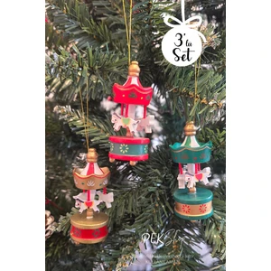 Ahşap Atlı Karınca Yılbaşı Süsleri 3lü Set Yılbaşı Hediyesi Ağaç Süsü Atlı Karınca Objeler