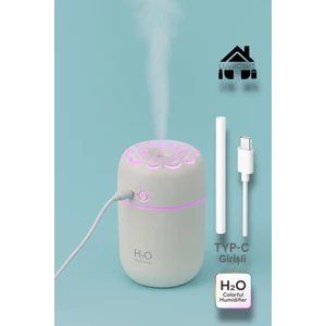 YEN TYPE-C GİRİŞLİ H2o Çiçek Desenli +1 Flitre Hediyeli Hava Nemlendicirisi LTB IŞIKLI  Ortam hava Yumusatıcı  humudifier Hava Nemlendirici buhar makinası 250 ml