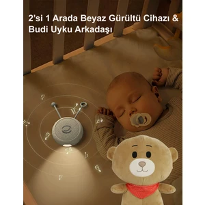 Beyaz Gürültü Cihazı | Bebek Uyku Arkadaşı Pembe Fular Ayıcık