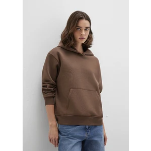 Kapüşonlu Kahverengi Basic Sweatshirt 167299-81959