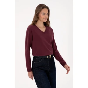 U.S. Polo Assn. Kadın Bordo V Yaka Basic Kazak 50313598-VR177