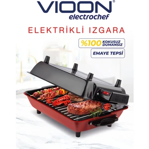 Pazaraza Vioon Elektrikli Izgara Barbekü Mangal Kebapçı Balıkçı Emaye Gövdeli