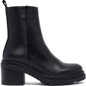 Kadın Siyah Fermuarlı Kalın Topuklu Deri Bot 25WFD2037FT