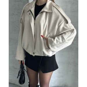Moda Çağdaş Yeni Sezon Oversize Süet Bomber Ceket