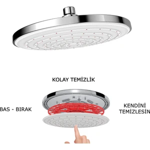 | Valtemo Patentli Mucize Kireç Temizleyicili Yağmurlama Tepe Duş Başlığı - Krom & Beyaz