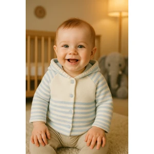 YKŞ Kids Club Yenidoğan Kapüşonlu Çift Katlı Triko Kız - Erkek Bebek Hırka