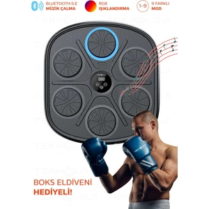 Teknoloji Gelsin Boks Eğitim Makinesi  Rgb Müzikli Bluetooth Hoparlör Genç Yetişkin Boks Egzersizi Eldiven Hediyeli