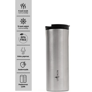 Le Paon 400 ml Araç Içi Termos Bardak Paslanmaz Çelik Sızdırmaz 6 Saat Sıcak 12 Saat Soğuk