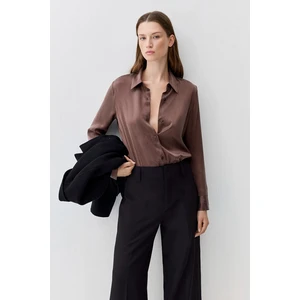 Kadın Kahverengi Ipek Gömlek 1211269-87537