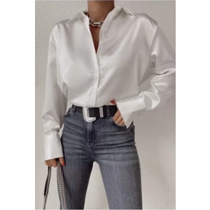 Maxi İdol “kadın Saten Dokulu Şık Uzun Kollu Gömlek – Ofis & Günlük Kullanıma Uygun Bluz”