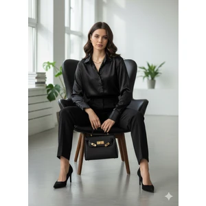 Maxi İdol “kadın Saten Dokulu Şık Uzun Kollu Gömlek – Ofis & Günlük Kullanıma Uygun Bluz”