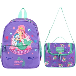 Waddell Lisanslı Lila Deniz Kızı Desenli Anaokulu Ve Thermo Beslenme Çantası