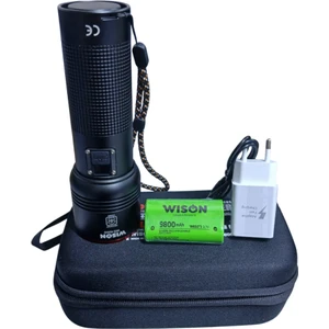Wison WS-6200 Profesyonel El Feneri | 40W – 4000 Lümen – 6800 Mah – Zoomlu – Type-C Şarj – Dijital Göstergeli – Metal Kasa