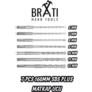 BRATİ HAND TOOLS Sds Plus Kırıcı Delici Hilti Duvar ve Beton Delme Matkap Ucu Seti 7 Parça 160MM Boy 6MM-12MM