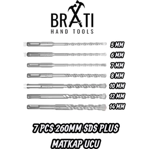 BRATİ HAND TOOLS Sds Plus Kırıcı Delici Hilti Duvar ve Beton Delme Matkap Ucu Seti 7 Parça 260MM Boy 5MM-14MM
