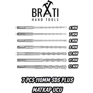 BRATİ HAND TOOLS Sds Plus Kırıcı Delici Hilti Duvar ve Beton Delme Matkap Ucu Seti 7 Parça 110MM Boy 6MM-12MM
