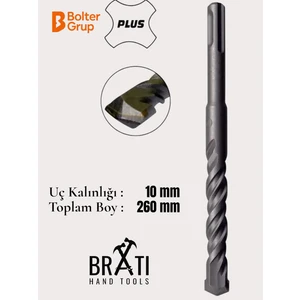 BRATİ HAND TOOLS 10X260 Sds Plus 2 Kanallı Beton ve Duvar Delme Matkap Ucu