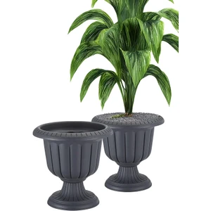 Poliva Home 2 Adet Nergis Saksı 6 Litre Ayaklı Plastik Çiçek Saksı Seti