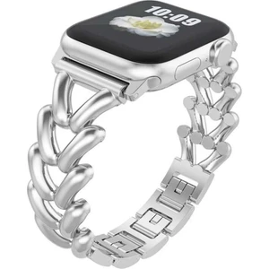 Apple Watch 38-40-41MM Metal Başak Desen Şık Paslanmaz Çelik Kordon - Tüm Seri Uyumlu (Seri 1-9 / Se / Ultra)