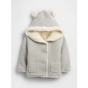 Bebek Gri Sherpa Astarlı Yün Ceket