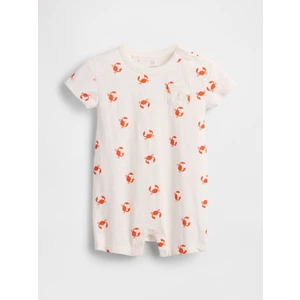 Bebek Beyaz Pocket Kısa Tek Parça Tulum