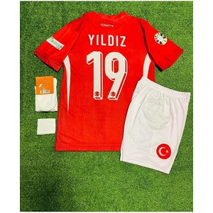 Legent Lady Türkiye Euro 2024 Kenan Yıldız Çocuk Forması 4'lü Set (Euro 2024 Patch) Kırmızı