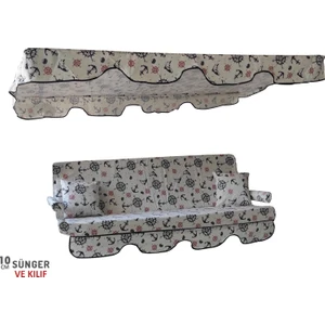 Vip Home Concept 3 Kişilik Salıncak Minderi Süngerli Kılıfı Marin-Çapa Bahçe Minderi