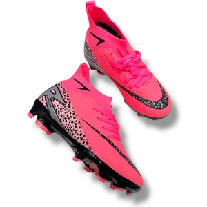 Yeni Model Özel Taban Çocuk Çoraplı Krampon Pembe Siyah Desenli