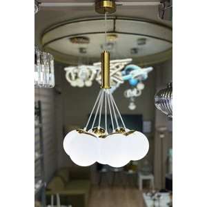 Globe Cloud Golden & White 7'li Sarkıt Cam Avize
