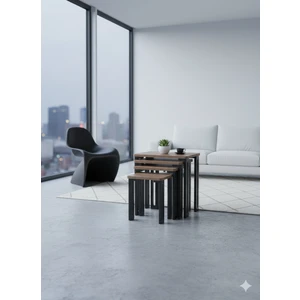 Modern 4'lü Zigon Sehpa Takımı Seti - Yenilikçi Tasarım Özel Üretim 45° Freze Detaylı Mdf Ayaklı