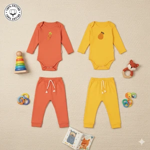 Kiddy Boo 2 Li Premium Set %100 Pamuk 0-3 Ay/24-36 Ay (3 Yaş)Arası Zıbın Çıtçıtlı Body ve Pantolon Takımı Unisex Kız Erkek Bebek Veçocuk2