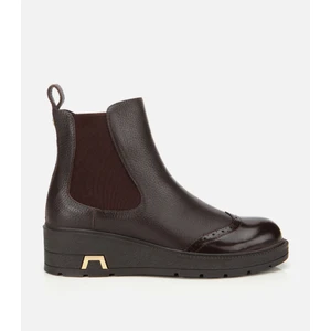 01BOH313380A480 KADIN Deri Kahverengi Lastik Detaylı Dolgu Topuklu Bot