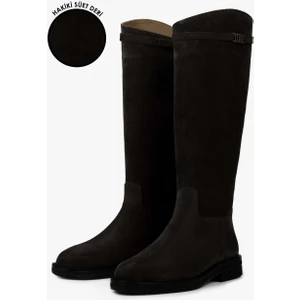 Kadın Arlina Kahve Hakiki Süet Deri Çizme