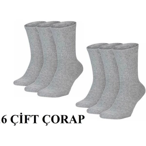 Abani Classic 6 Çift Spor Çorap Gri Uzun  Havlu Taban Terletmez 40-44 Beden