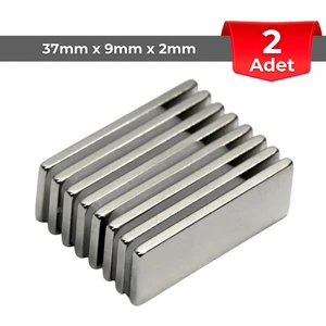 [2 Adet] Neodyum Mıknatıs Boy: 37MM En: 9mm Kalınlık: 2mm [37X9X2] Ndfeb Güçlü Mıknatıs [N180]