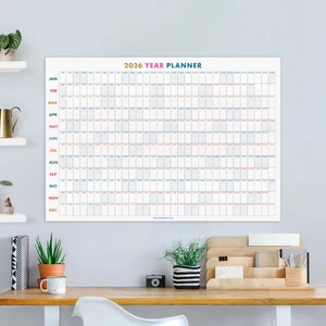 2026 Yıllık Planlayıcı Duvar Takvimi, 2026 Yıllık Duvar Takvimi, Rengarenk Minimalist Tasarım