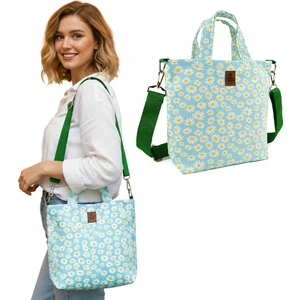 El Yapımı Mavi Papatya El ve Omuz Çantası