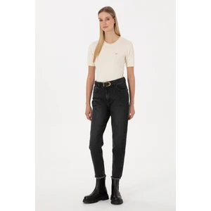 U.S. Polo Assn. Kadın Siyah Mom High Waist Fit Jean Pantolon 50316576-DN0027