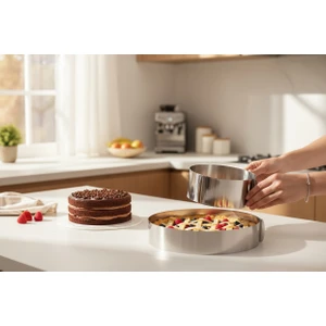 Kek ve Pasta Paslanmaz Yuvarlak Kelepçeli Ayarlanabilir Kek Kalıbı Çember