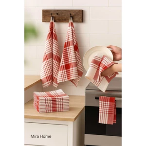 Mira Home 10 Lu Lüks Bulaşık Kurulama Bezi ve Mutfak Peçetesi 50X70 cm Daily Kırmızı