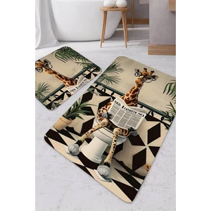 Harikabirev|banyo ve Tuvalet Paspası Gazete Okuyan Zürafa Motifi Modern Tasarım|paspas