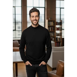 Mutlu City Erkek Ince Yün Triko Örgü Regular Kalıp Baba Yarım Balıkçı Yaka Boğazlı Kazak Bluz 5140