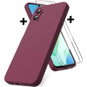 M.TK Moveteck Samsung Galaxy A07 Kılıf Kamera Korumalı Yumuşak Renkli Silikon + 9h Ekran Koruyucu Cam 2in1 Set