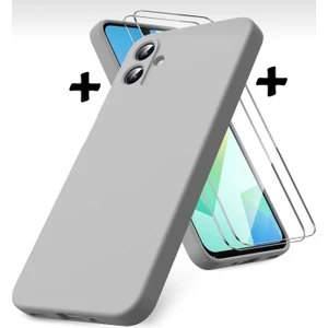 M.TK Moveteck Samsung Galaxy A07 Kılıf Kamera Korumalı Yumuşak Renkli Silikon + 9h Ekran Koruyucu Cam 2in1 Set